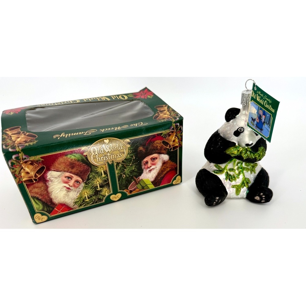 Old World Christmas Panda Bear Glass Ornament Blown‎ Glass Tree Decor